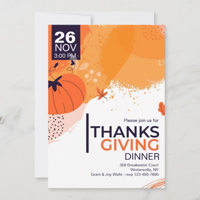 Modern Thanksgiving Dinner Invitation (Front)