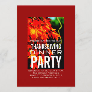 MODERN THANKSGIVING DINNER INVITATION   RED