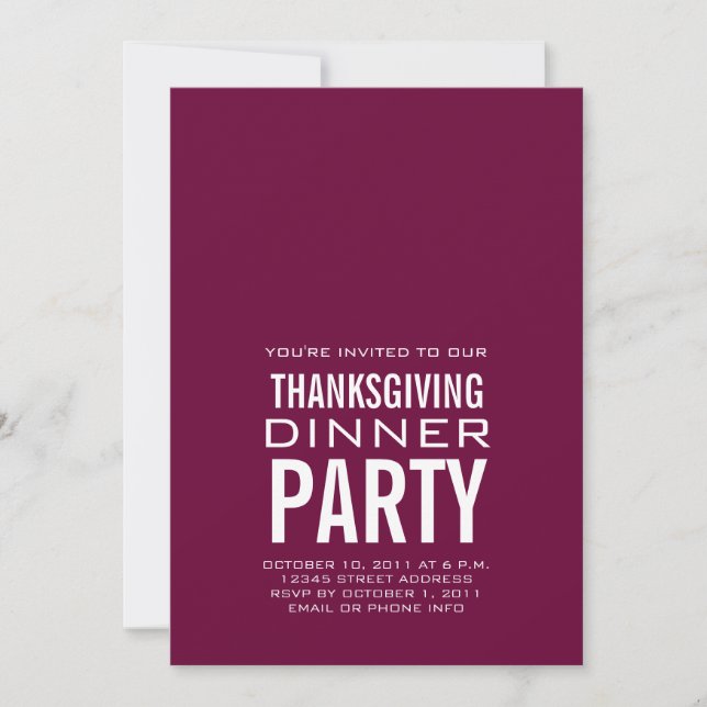 MODERN THANKSGIVING DINNER PARTY INVITATION WINE (Front)