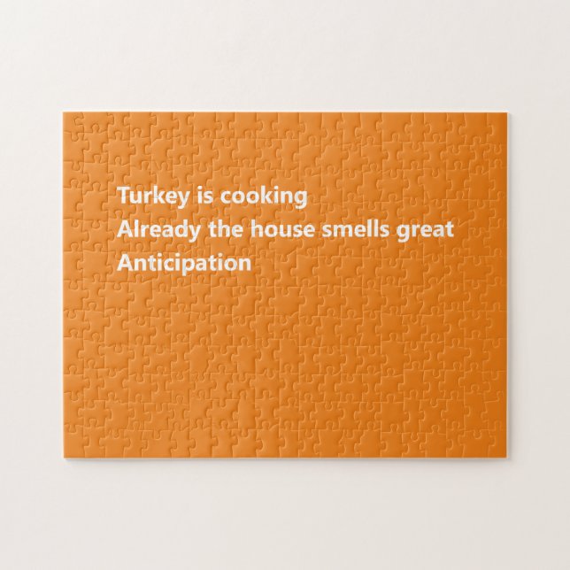 Modern Thanksgiving Haiku Poem Minimal Orange Jigsaw Puzzle (Horizontal)