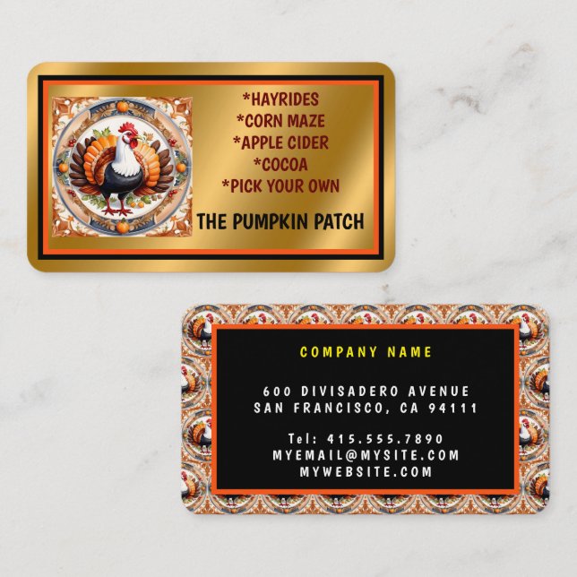 Modern Thanksgiving Pumpkin Autumn Collection Business Card (Front/Back)