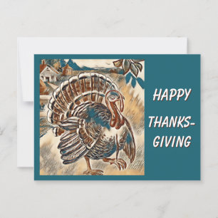 Modern Thanksgiving Turkey Post Card