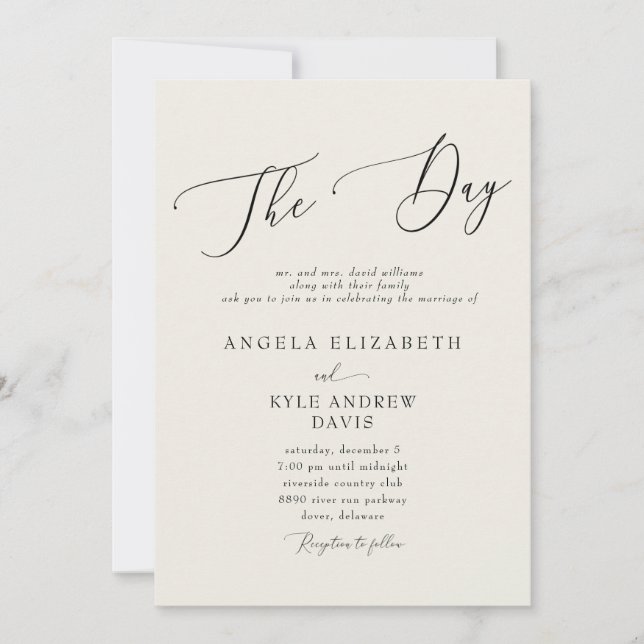 Modern The Day Beige Elegant & Modern II Wedding  Invitation (Front)