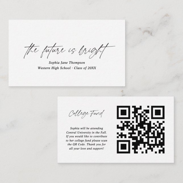 Modern The Future is Bright College Fund Graduate Enclosure Card (Front/Back)