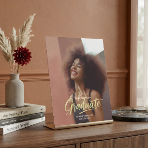 Modern "The Graduate" Photo Pedestal Tabletop Sign