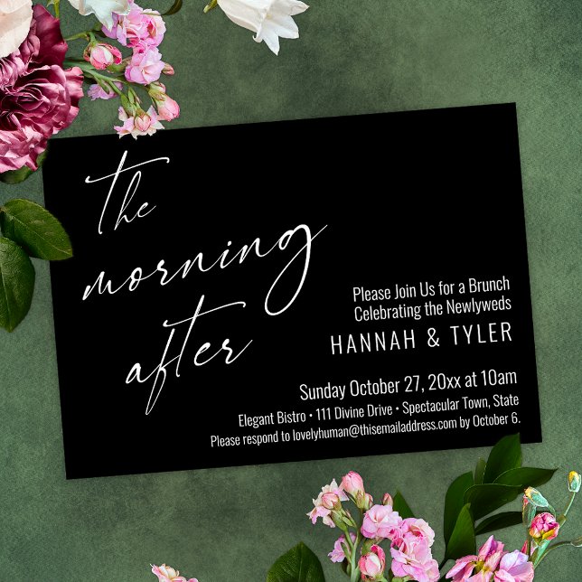 Modern The Morning After Wedding Brunch Black Invitation (Creator Uploaded)