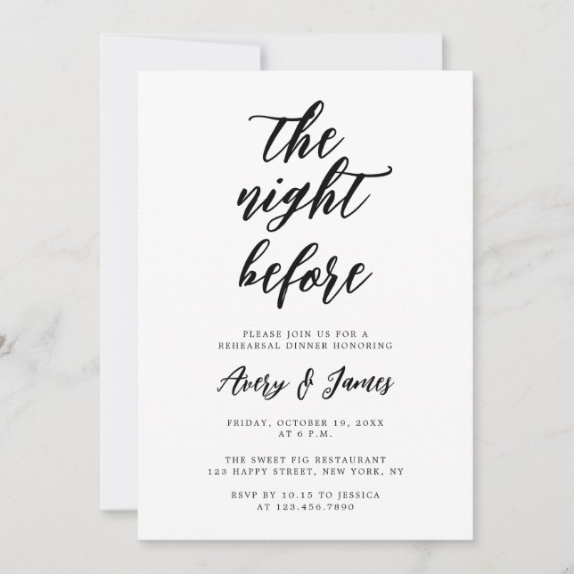 Modern The Night Before Rehearsal Dinner Invitation (Front)