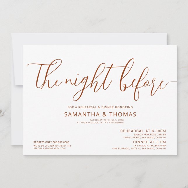Modern The Night Before Wedding Rehearsal Dinner  Invitation (Front)