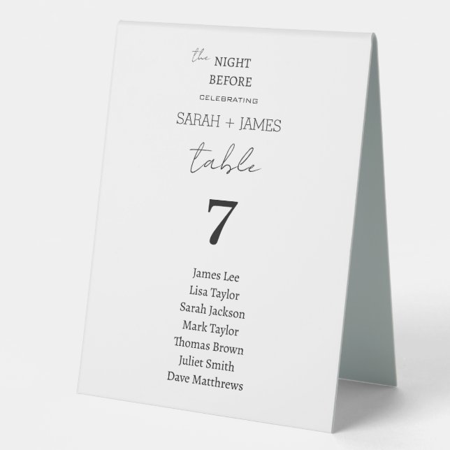 Modern the Night Before Wedding Seating Chart (Front)