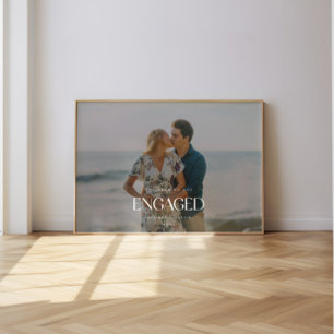 Modern "The Year We Got Engaged" Couple Photo Poster