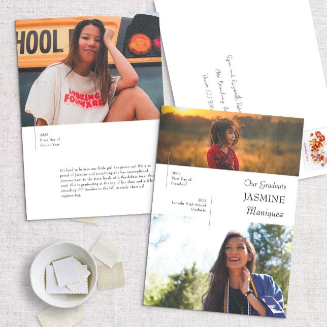 Modern Then & Now Photo Graduation Announcement (Creator Uploaded)