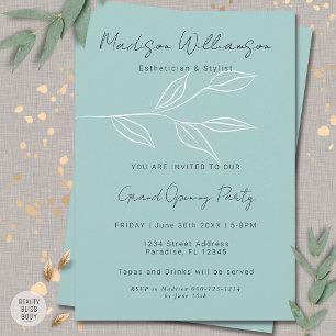 Modern Therapist Stylist Spa Minimalist Botanical  Invitation