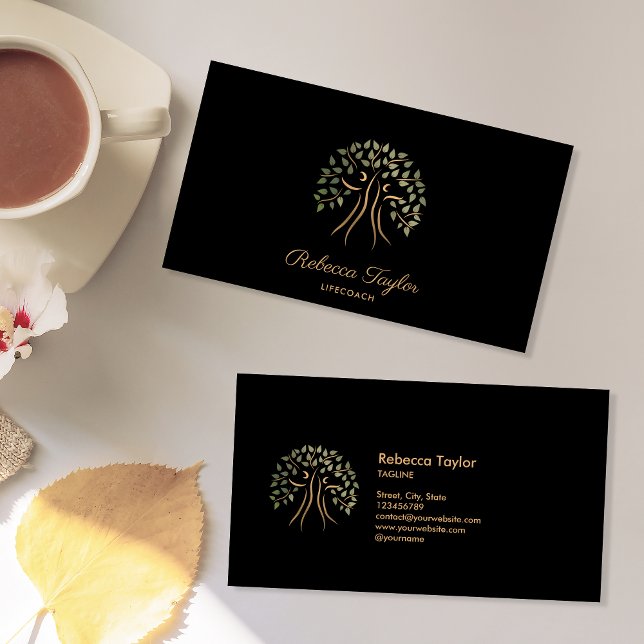 modern therapy life coach tree of life wellness  business card (Creator Uploaded)