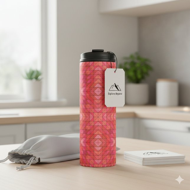 Modern Thermal Tumbler with Bold Red Triangles (Modern Thermal Tumbler with Bold Red Triangles)