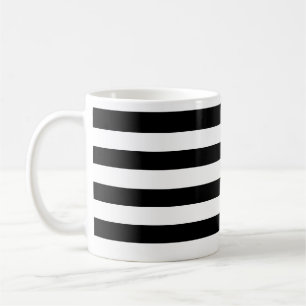 Modern Thick Black & White Horizontal Stripes Coffee Mug