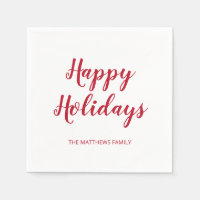 Modern Thick Red Script Happy Holidays Christmas