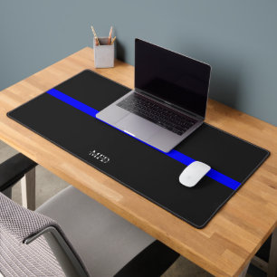 Modern Thin Blue Line Monogram Police Officer Desk Mat