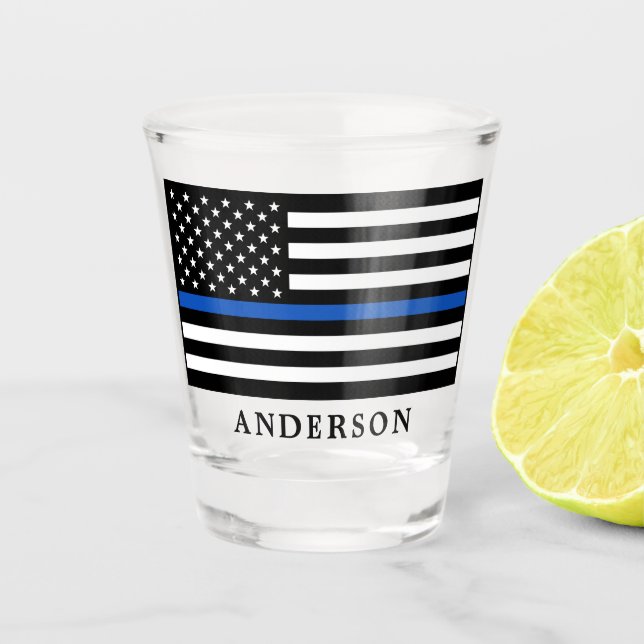 Modern Thin Blue Line Personalised Police Officer  Shot Glass (Front)