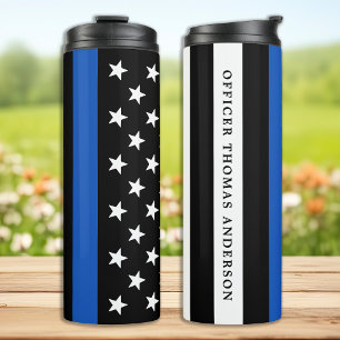 Modern Thin Blue Line Personalised Police Officer  Thermal Tumbler