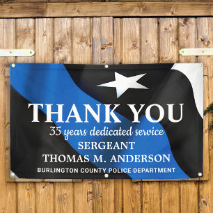 Modern Thin Blue Line Thank You Police Retirement Banner