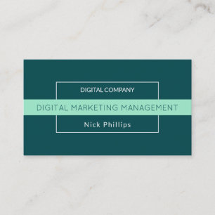 Modern thin frame elegance teal business card