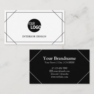 Modern Thin Lines Border Frame Logo Template Black Business Card