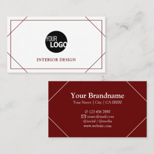 Modern Thin Lines Border Frame Logo Template Red Business Card