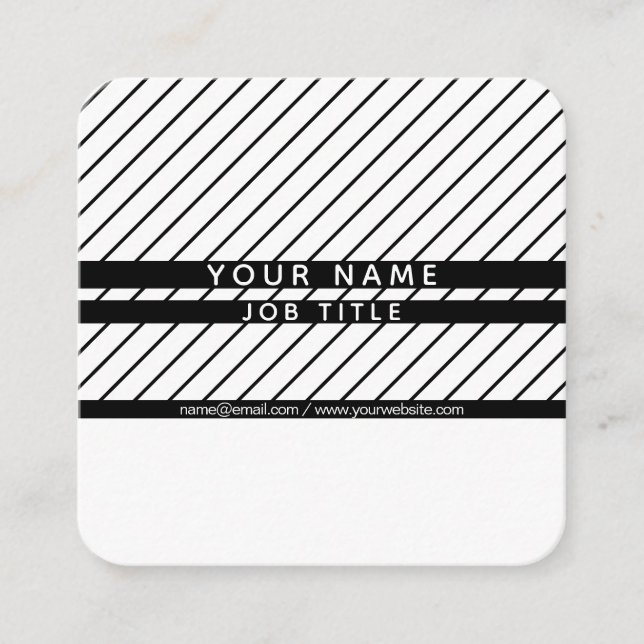Modern Thin Striped Minimalistic Square Business Card (Front)