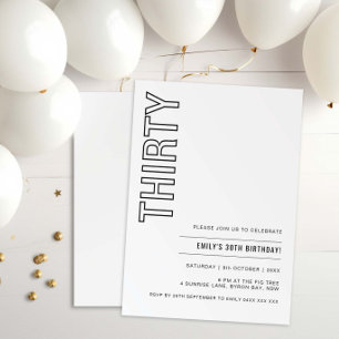 Modern Thirty 30th Birthday Party Invitation