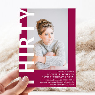 Modern THIRTY Photo 30th Birthday Party Invitation