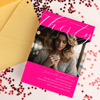 Modern Thirty Pink Photo 30th birthday invitation