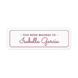 Modern This Book Belongs To Name Return Address Label