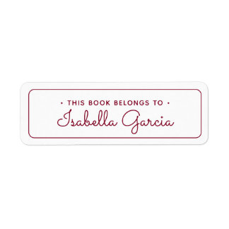 Modern This Book Belongs To Name Return Address Label
