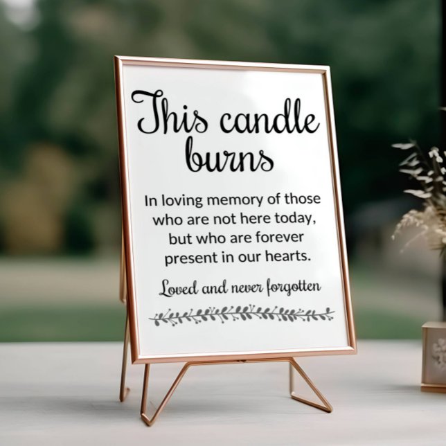 Modern This Candle Burns Memorial Wedding Poster (Creator Uploaded)