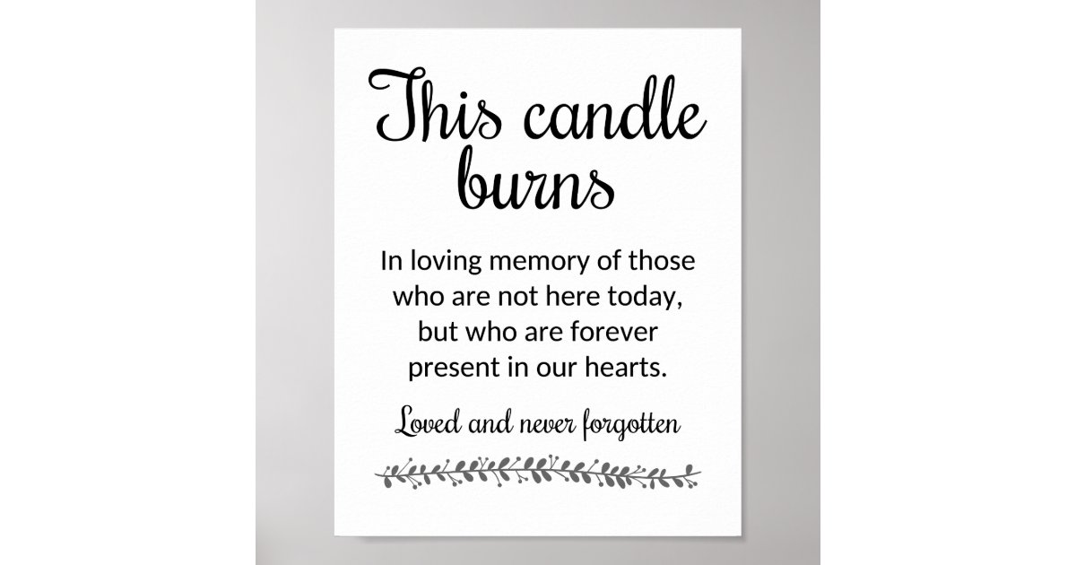 Modern This Candle Burns Memorial Wedding Sign | Zazzle.com.au