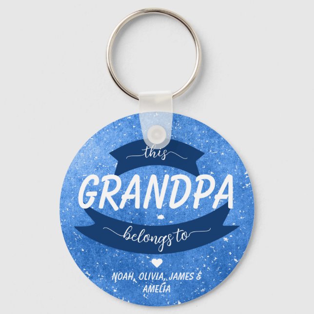 Modern This Grandpa Belongs To Father's Day Blue Key Ring (Front)