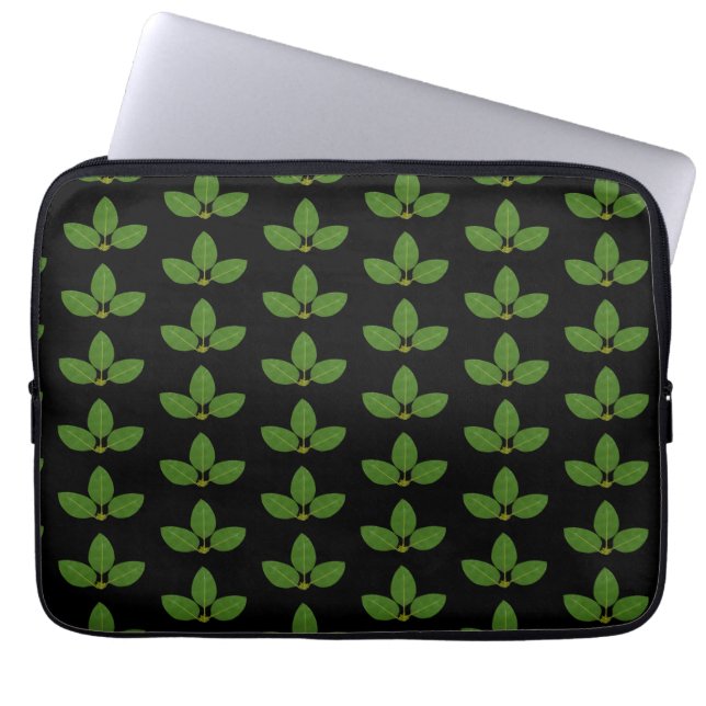 Modern Three Green Leaves Laptop Sleeve (Front)