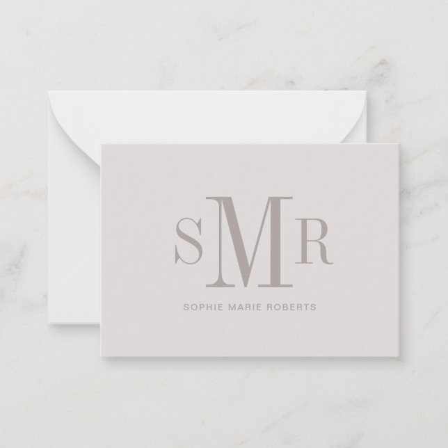 Modern three letter monogram initials name card (Front)