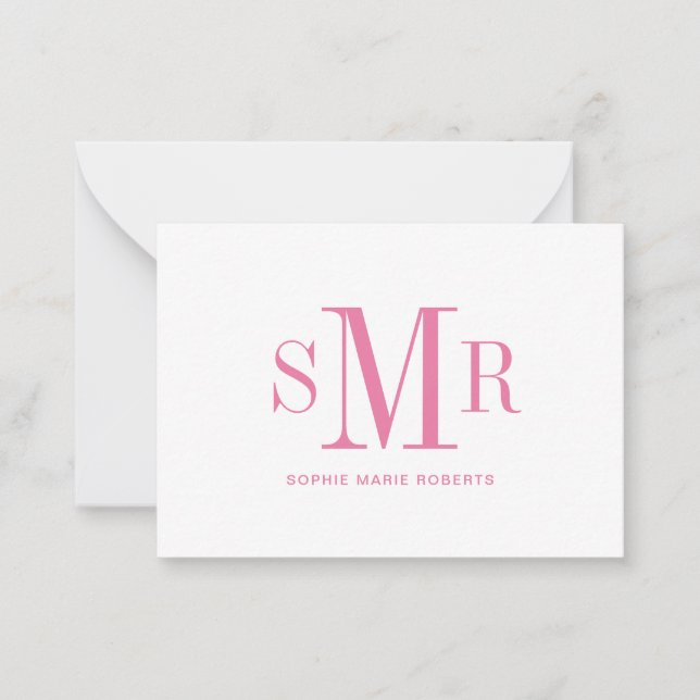 Modern three letter monogram initials name card (Front)