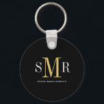 Modern three letter monogram initials name key ring<br><div class="desc">Modern three letter monogram name  initial mouse pad</div>
