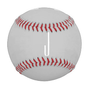 Modern Three Letter Monogram Initials White Grey Baseball