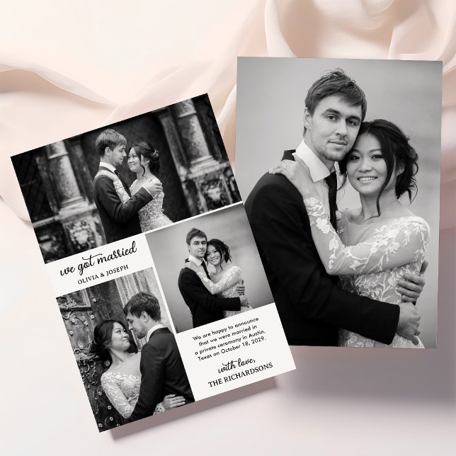 Modern Three Photo Elopement Announcement (Creator Uploaded)