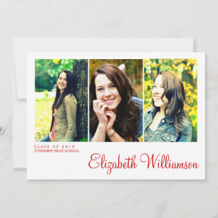 Modern Three Photo Graduation Party Invitation