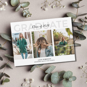 Modern Three Photo Graduation Party Invitation