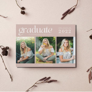 Modern Three Photo High School Graduation