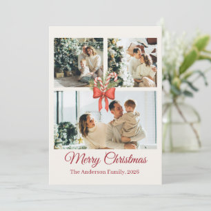 Modern Three-Photo Holiday Family Collage Card
