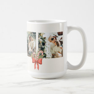 Modern Three-Photo Holiday Family Collage Coffee Mug