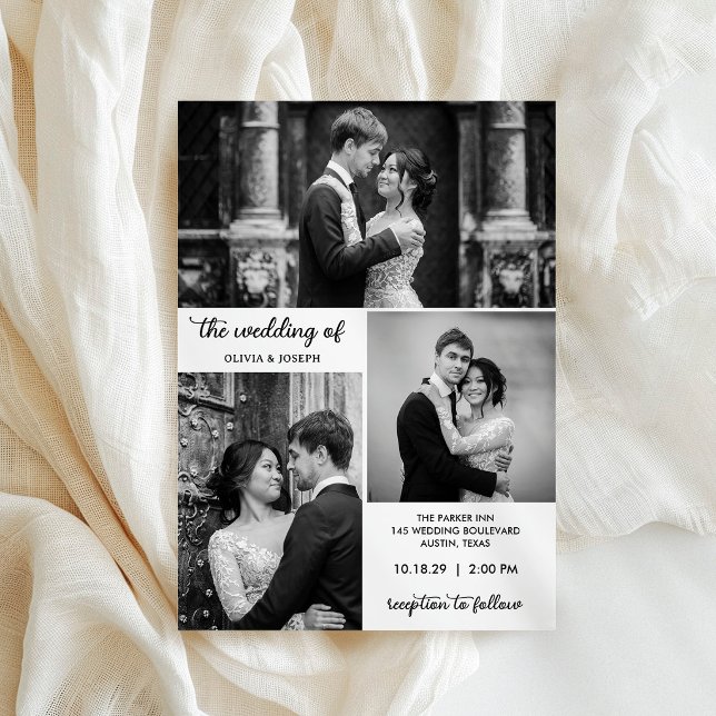 Modern Three Photo Wedding Invitation (Creator Uploaded)