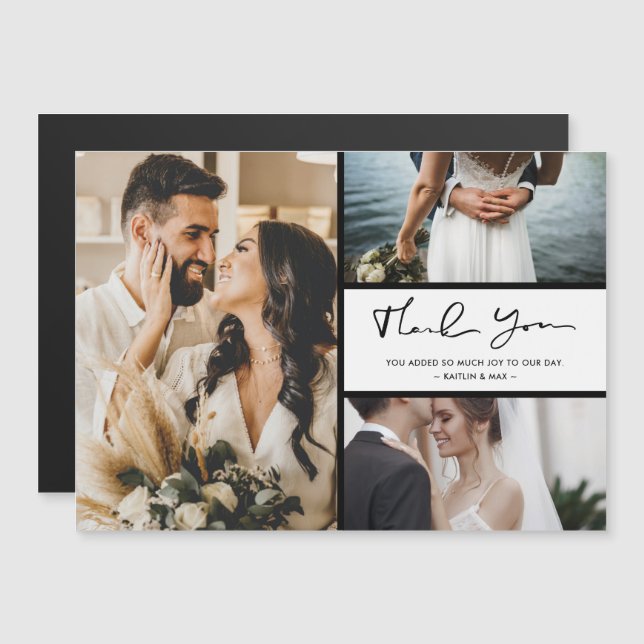 Modern Three Photo Wedding Thank You  (Front/Back)