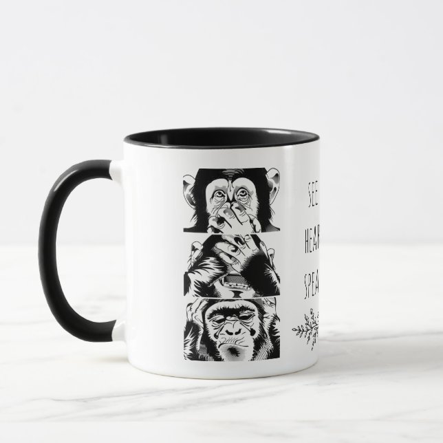 Modern Three Wise Monkeys Graphic T-Shirt  Mug (Left)